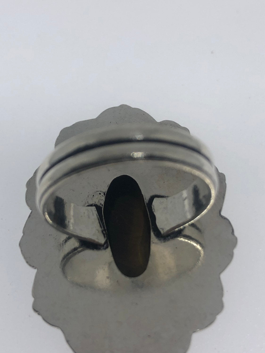 Vintage Tigers Eye Silver Cocktail Ring Size 7