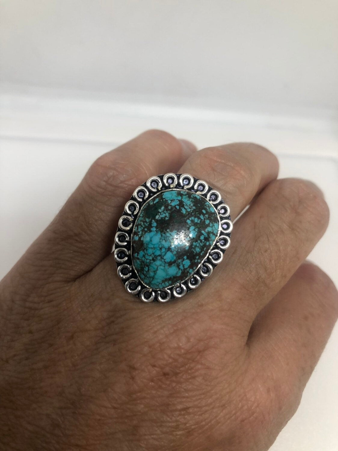 Vintage Blue Genuine Tibetan Turquoise Ring Size 9