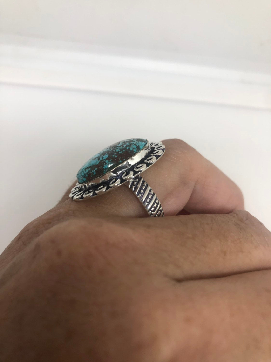 Vintage Blue Genuine Tibetan Turquoise Ring Size 9