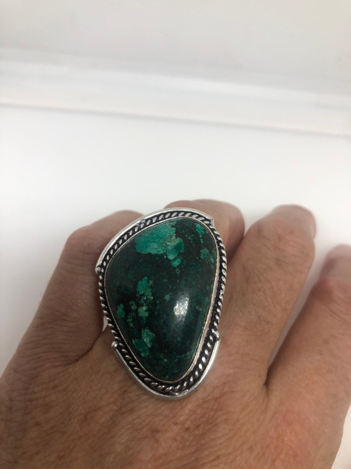 Vintage Green Genuine Turquoise Ring