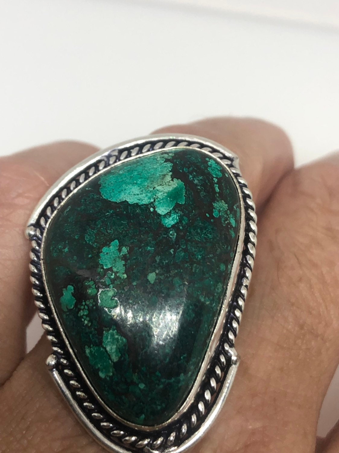 Vintage Green Genuine Turquoise Ring