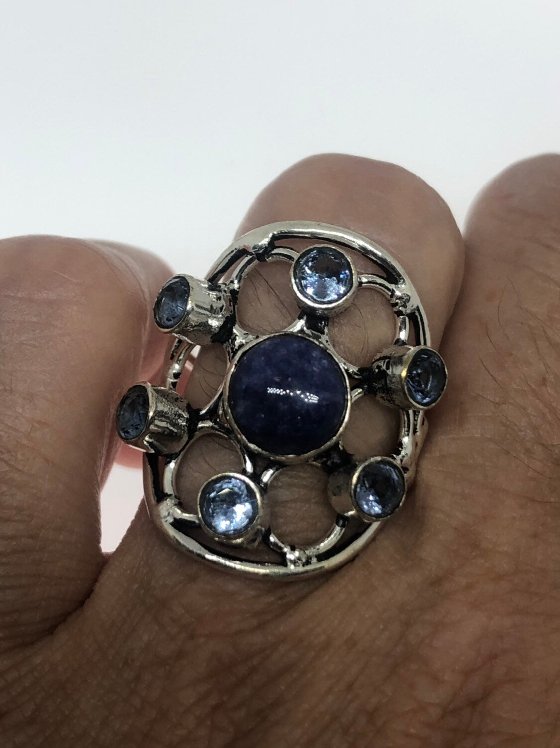 Vintage Blue Genuine Lapis Lazuli Iolite Ring