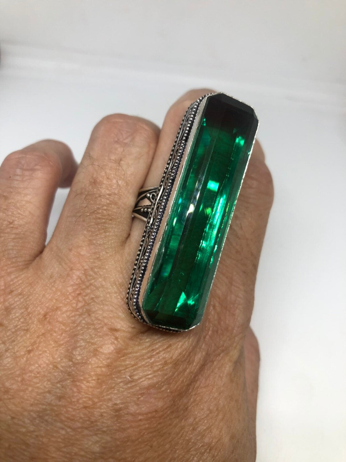 Vintage Aqua Vintage Art Glass Ring About 1 Inch Knuckle Ring