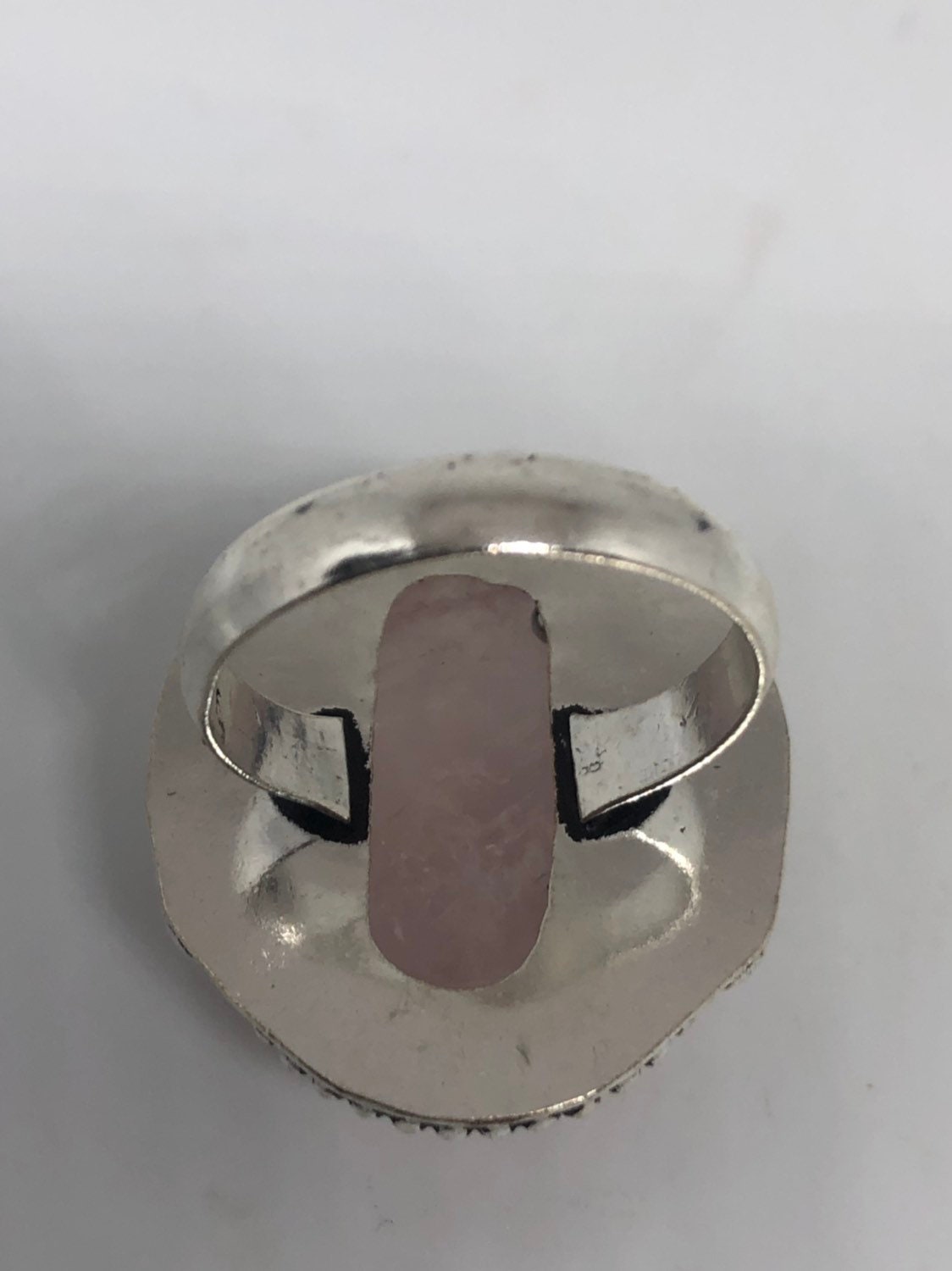 Vintage Genuine Rose Quartz Silver Ring