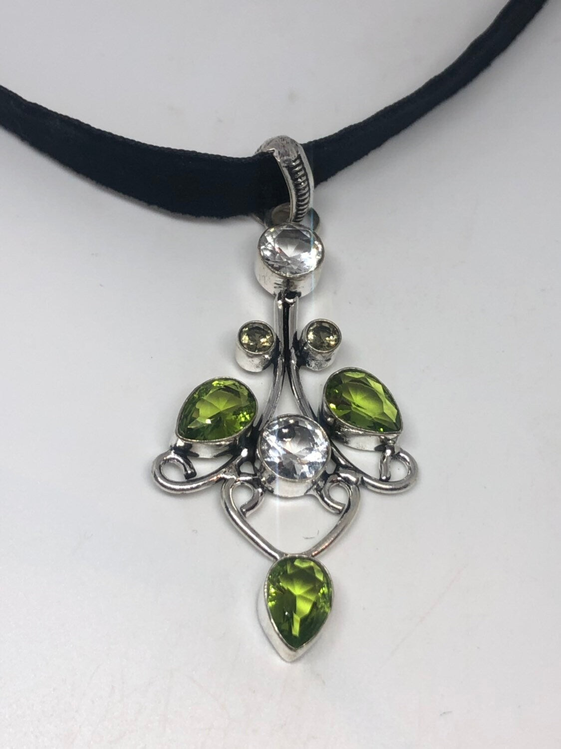 Vintage Silver Green Peridot Pendant