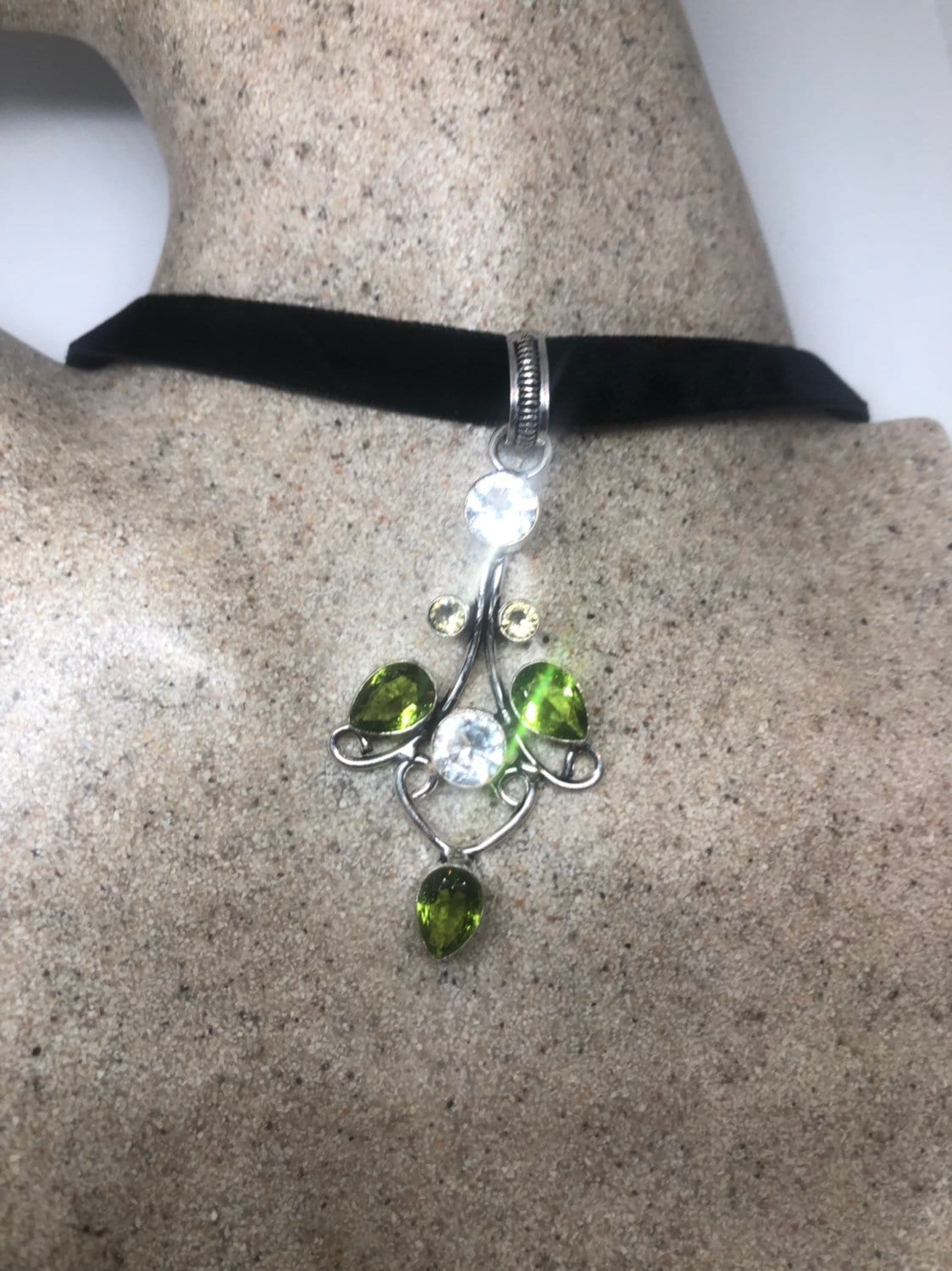 Vintage Silver Green Peridot Pendant