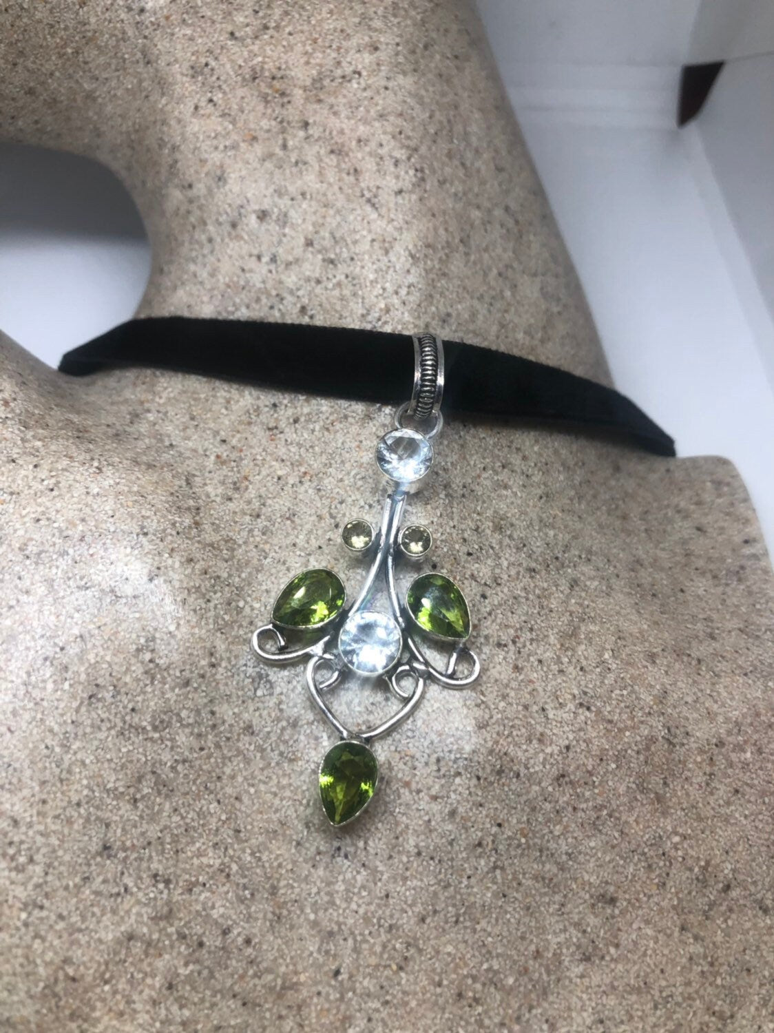 Vintage Silver Green Peridot Pendant