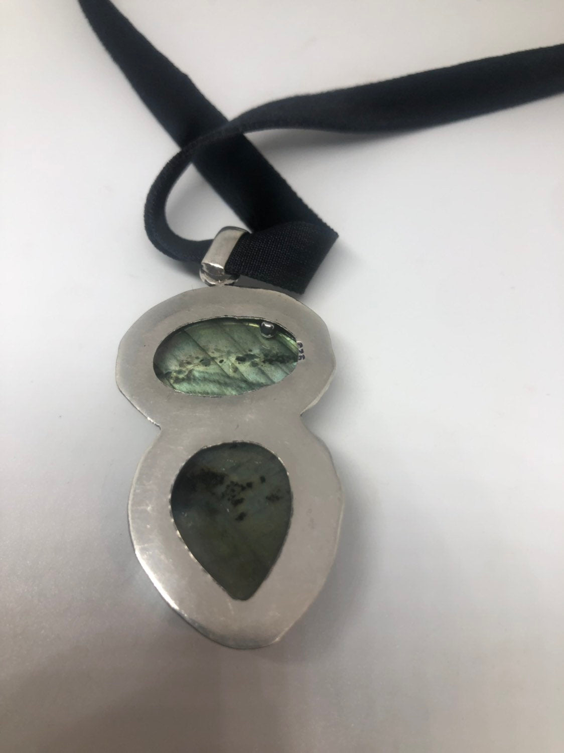 Vintage Green Labradorite Choker Pendant Necklace