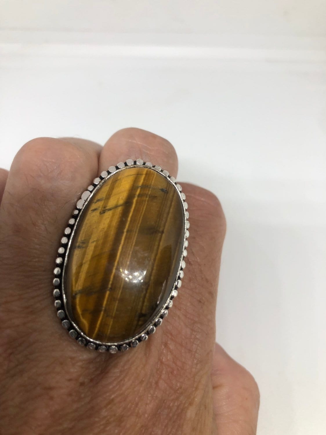 Vintage Tigers Eye Stone Silver Ring