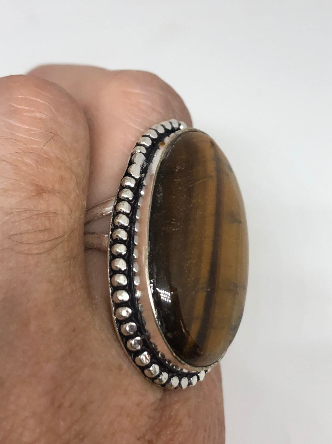 Vintage Tigers Eye Stone Silver Ring