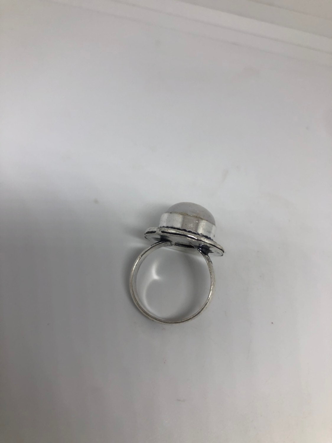 Vintage White Genuine Pearl Silver Cocktail Ring