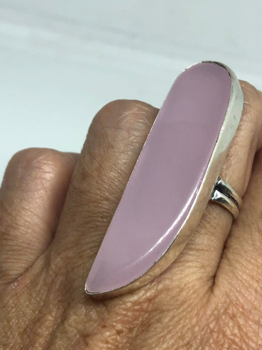 Vintage Genuine Rose Quartz Silver Ring