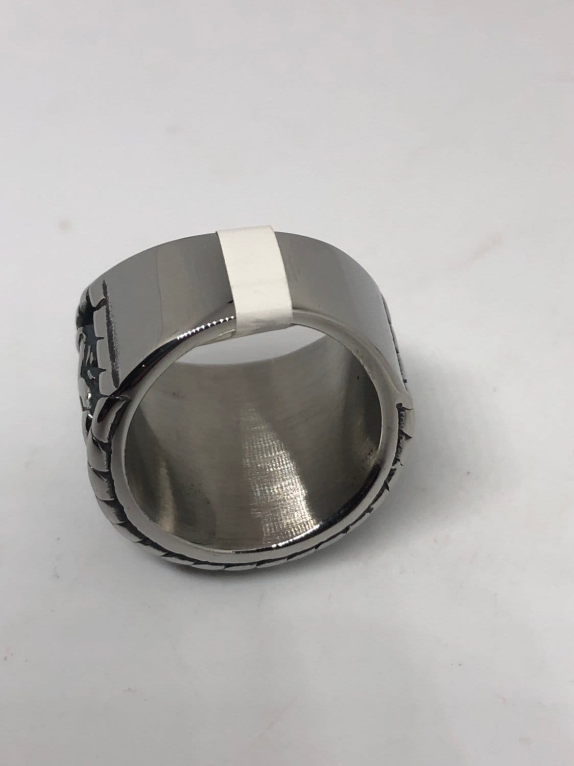 Vintage Gothic Silver Stainless Steel Navy Anchor Mens Ring