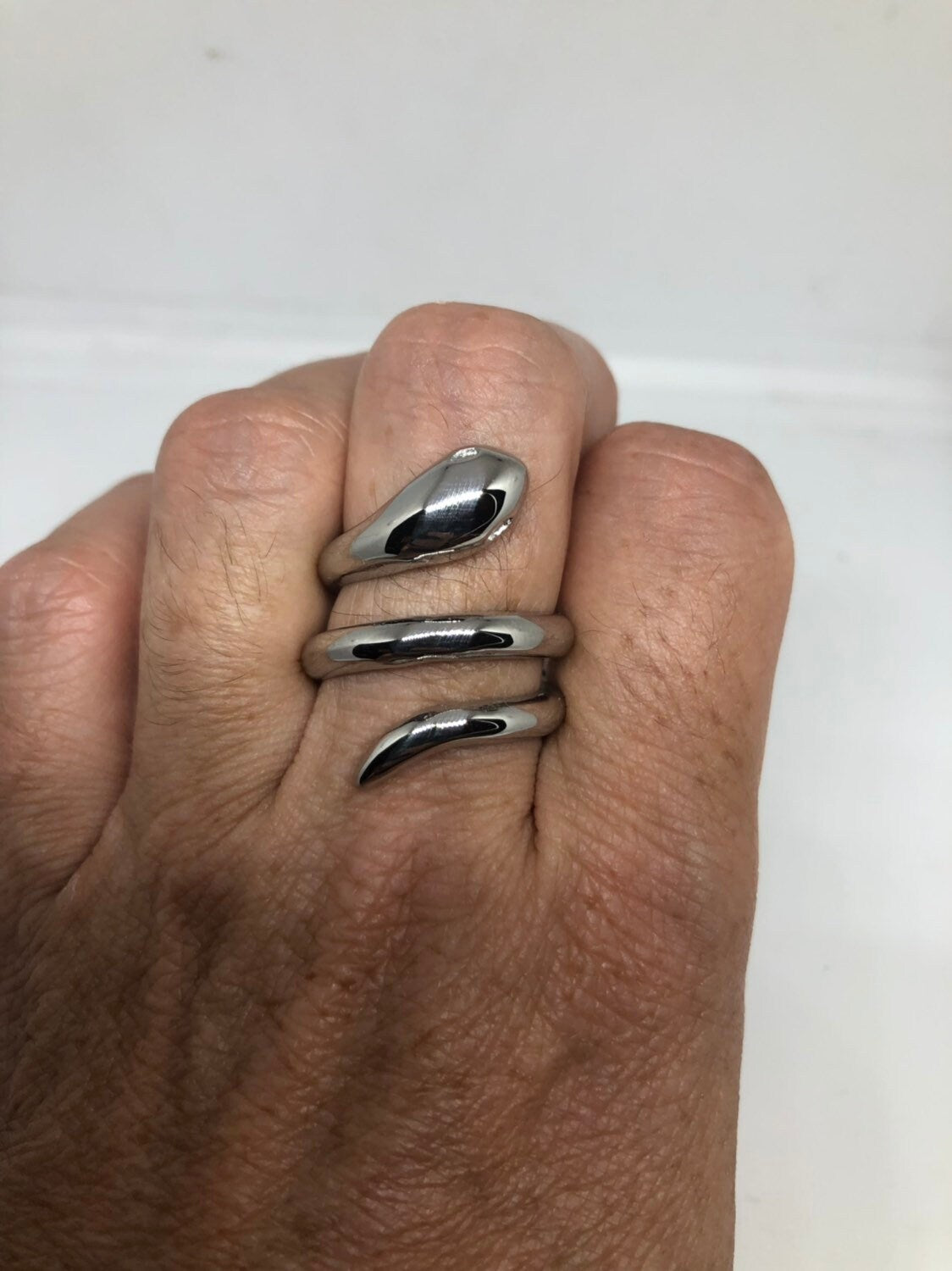 Vintage Stainless Steel Adustable Snake Ring