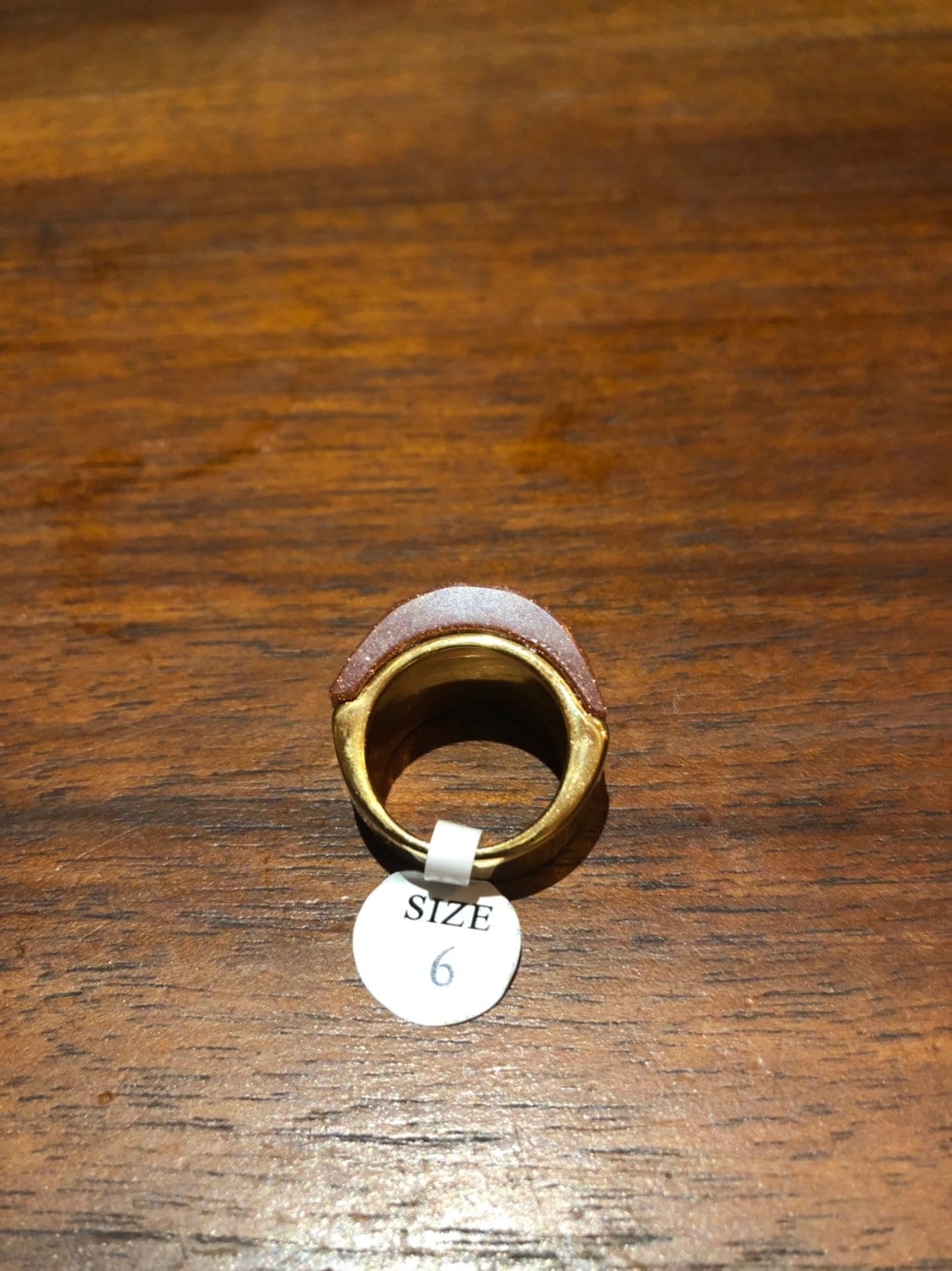 Vintage Handmade Deep Gold Sandstone Setting Silver Ring