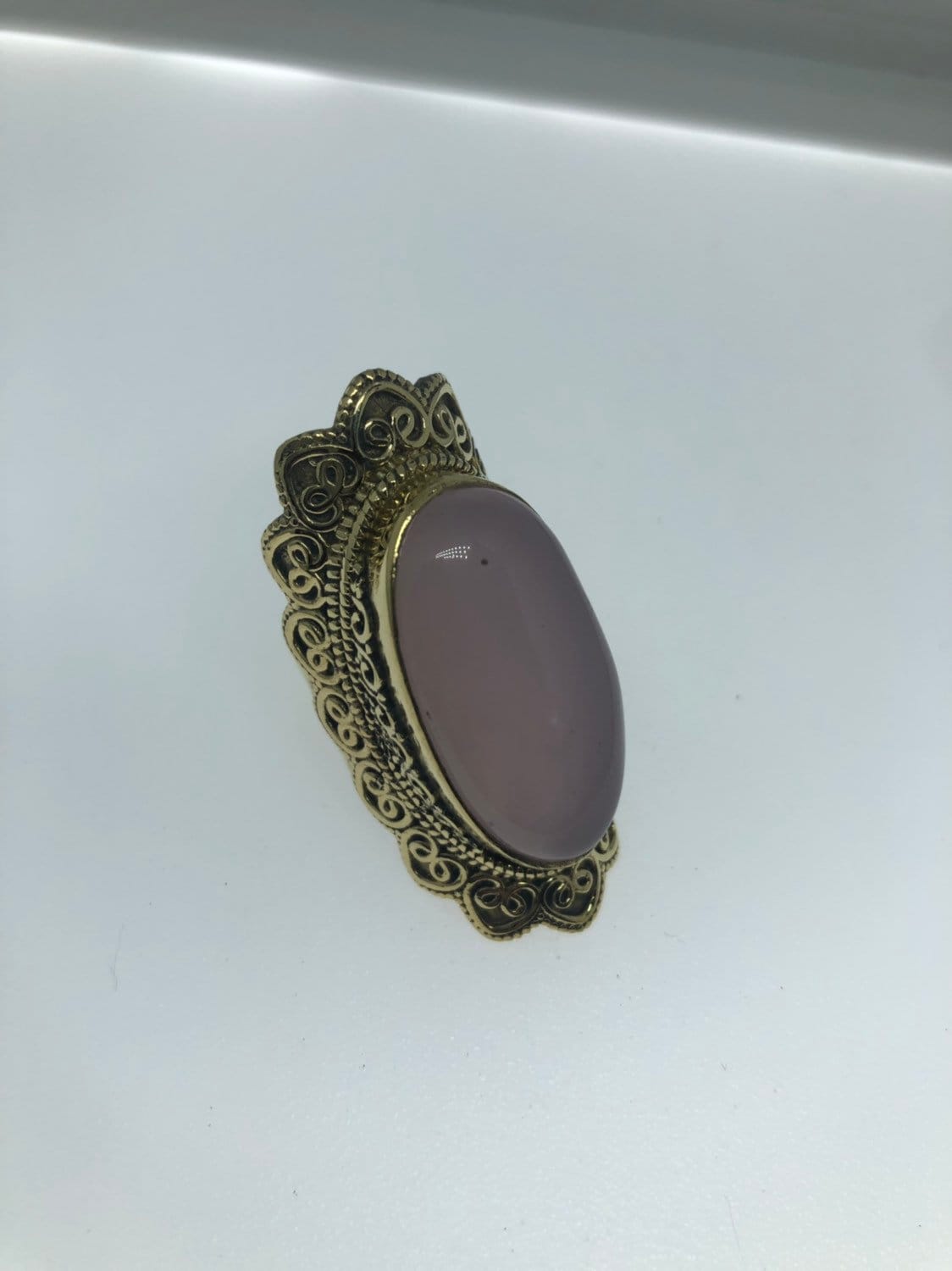 Vintage Genuine Rose Quartz Silver Ring