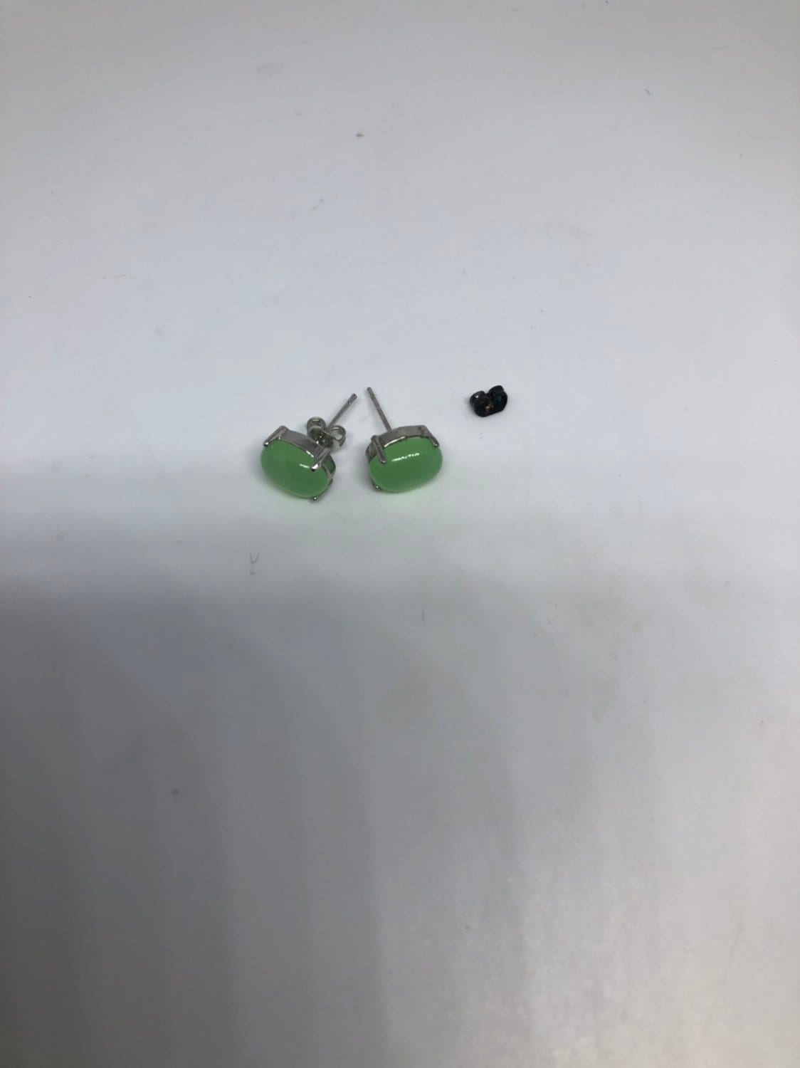 Vintage Green Jade Earrings Stud Button