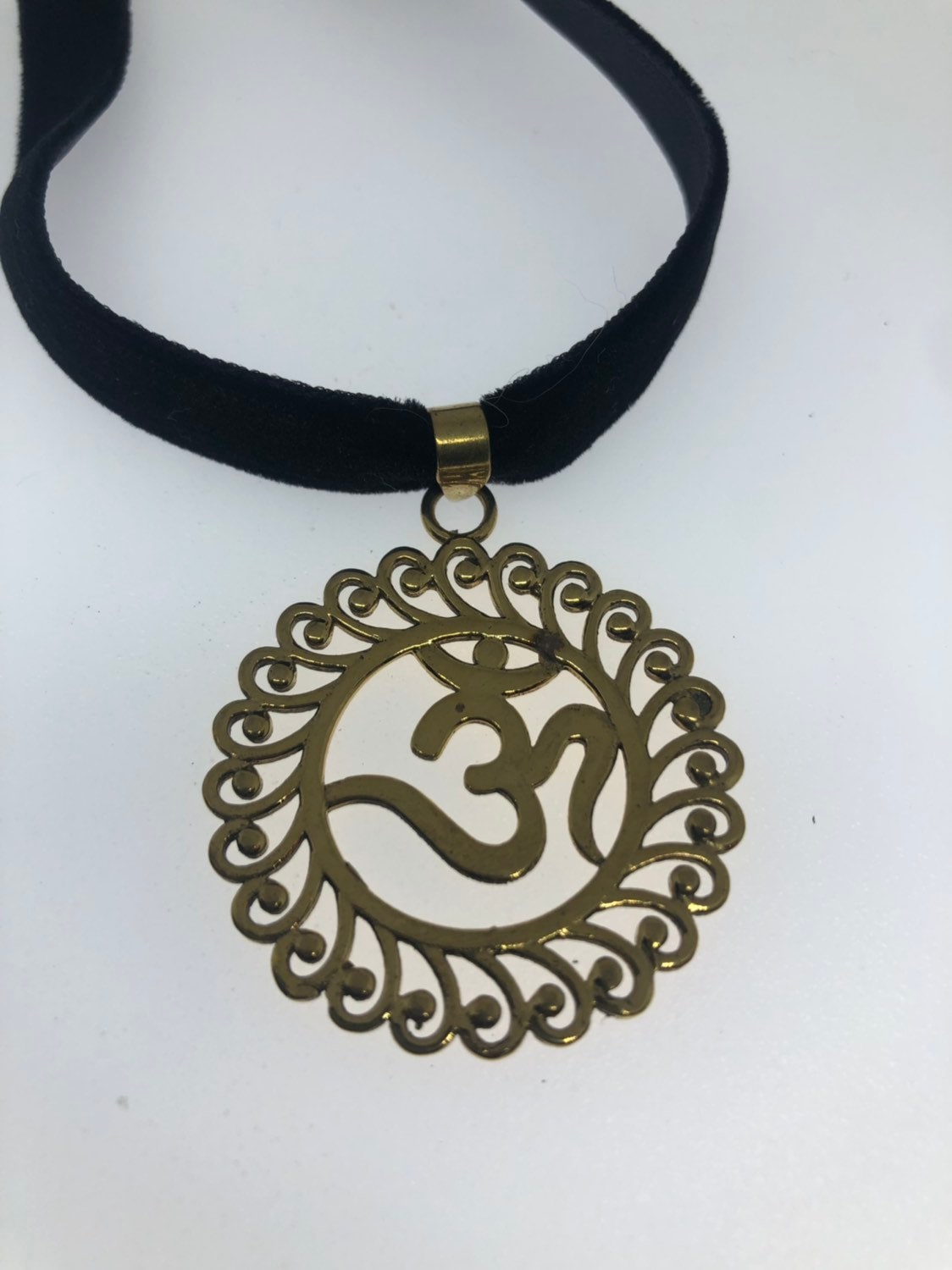 Vintage Handmade Bronze Ohm Shanti Pendant
