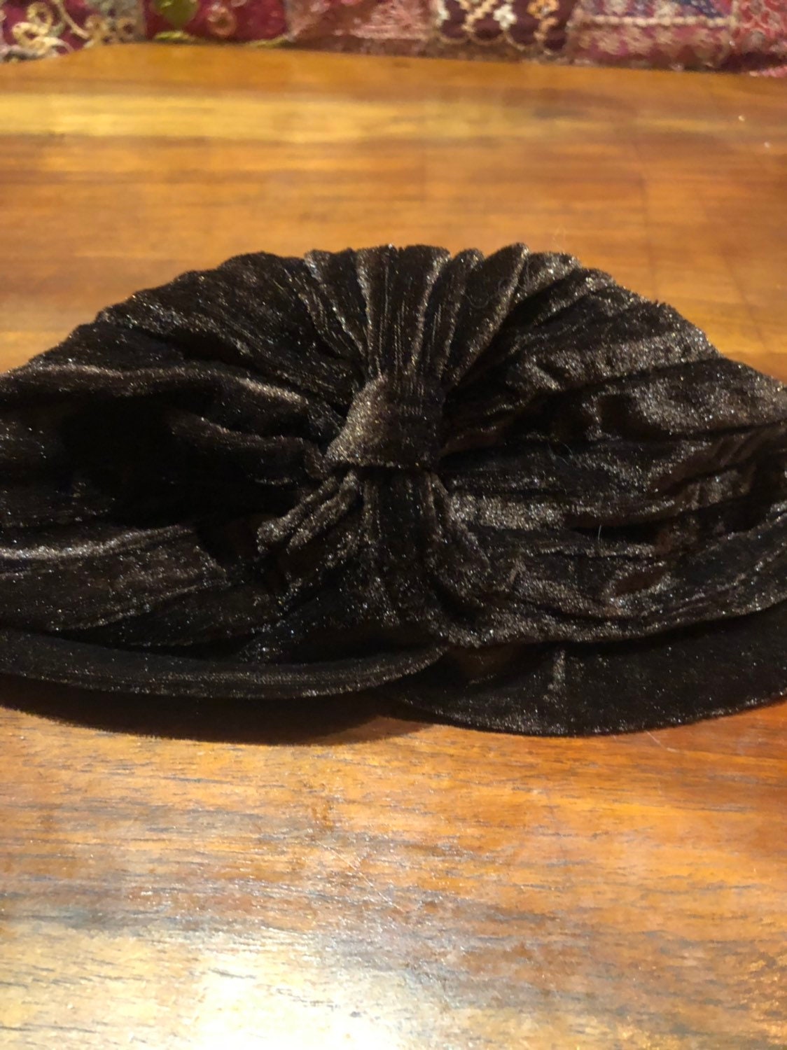 Vintage Brown Stretch Velvet Deco Turban Hat