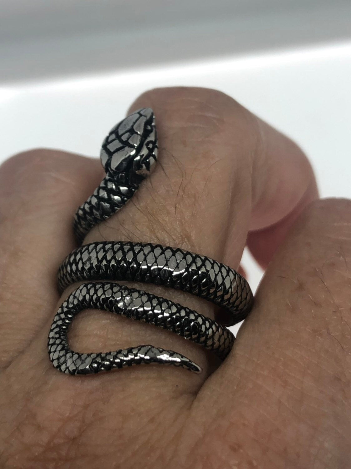 Vintage Gothic Stainless Steel Snake Serpant Mens Ring