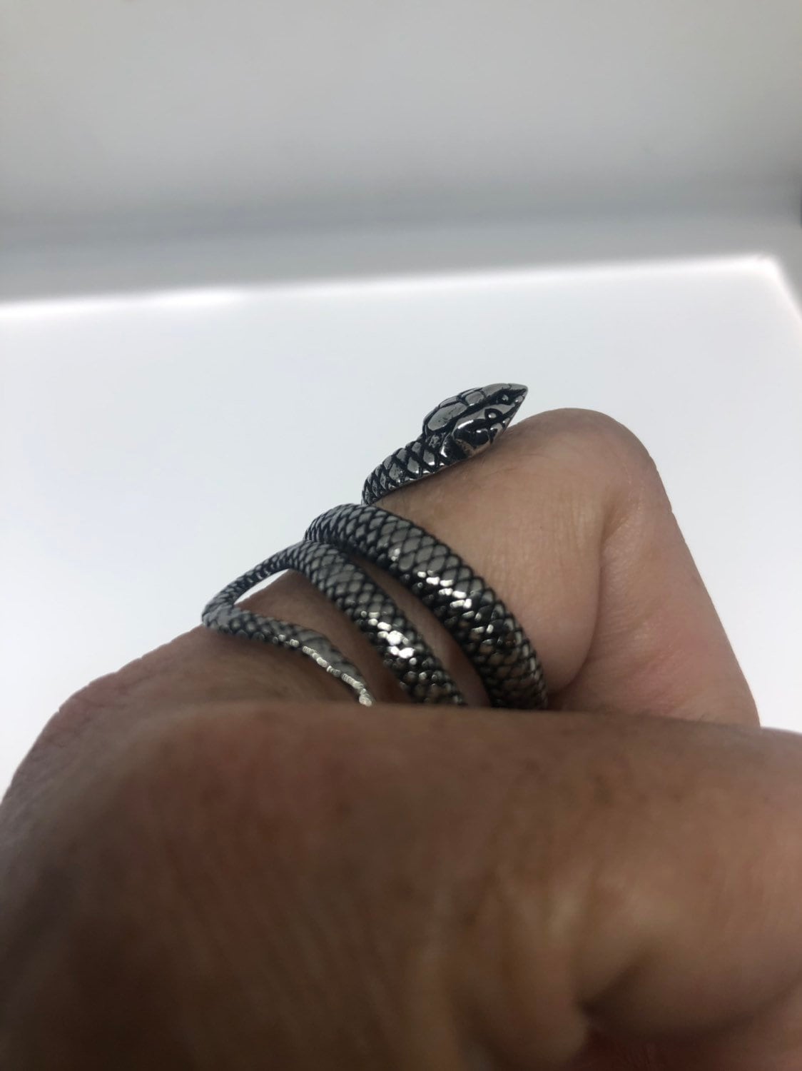 Vintage Gothic Stainless Steel Snake Serpant Mens Ring