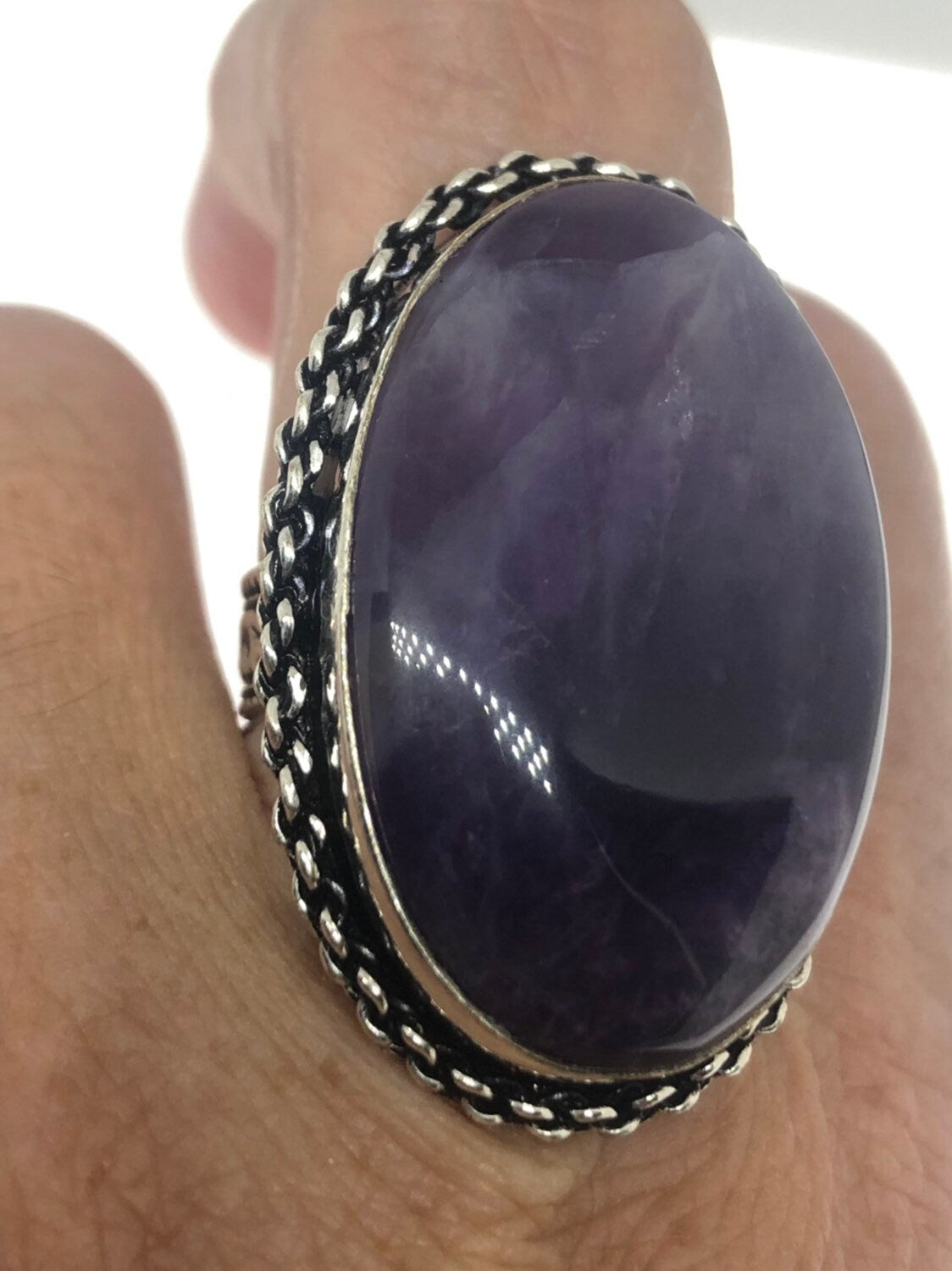 Vintage Purple Genuine Amethyst Ring Size 8