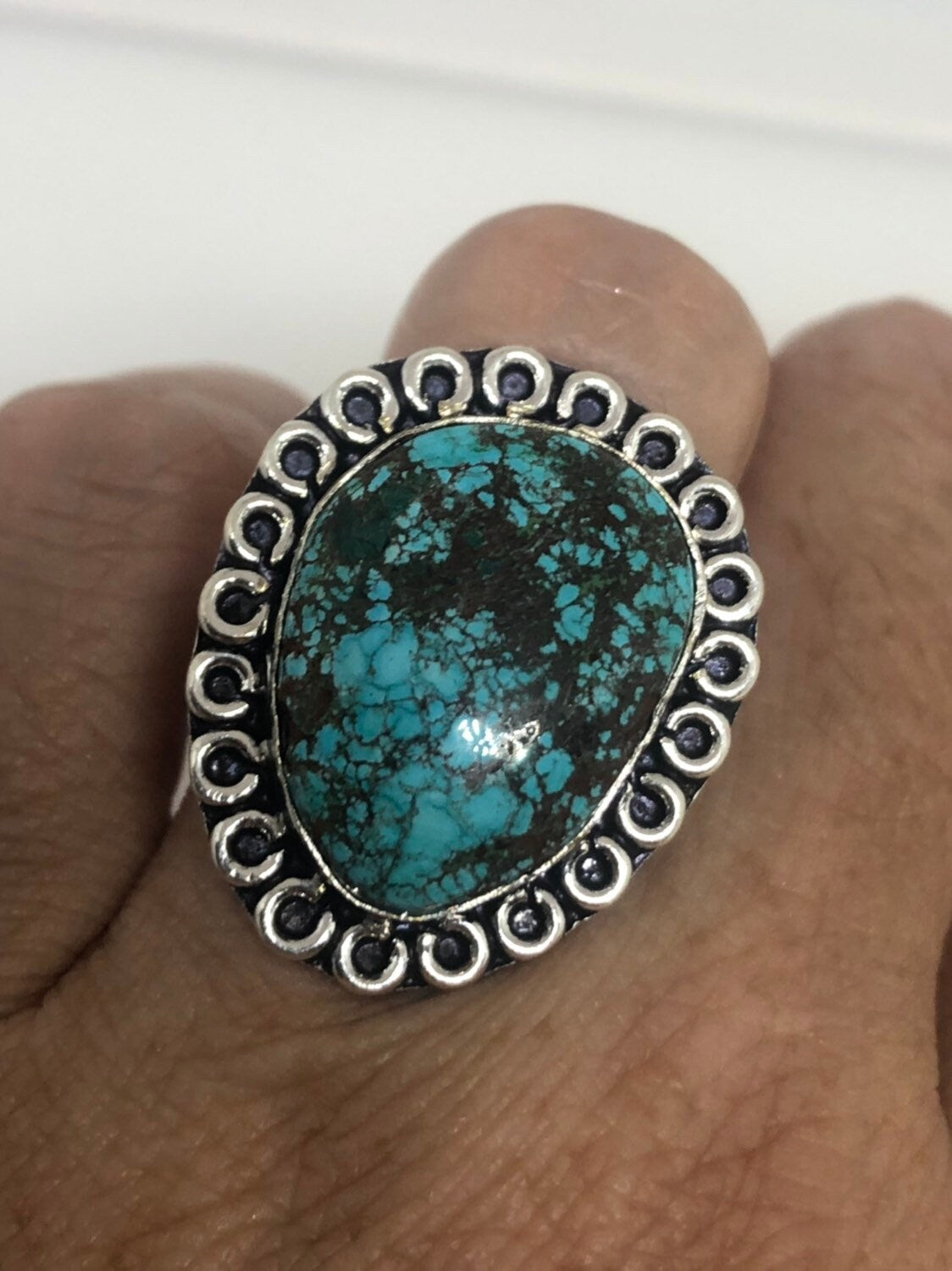 Vintage Blue Genuine Tibetan Turquoise Ring Size 9