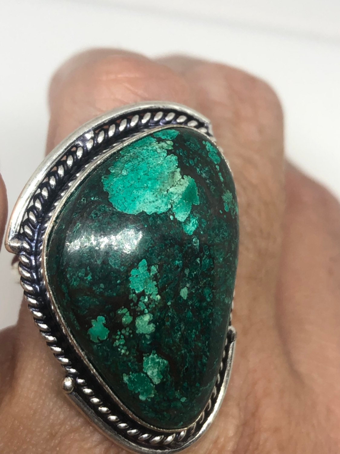 Vintage Green Genuine Turquoise Ring