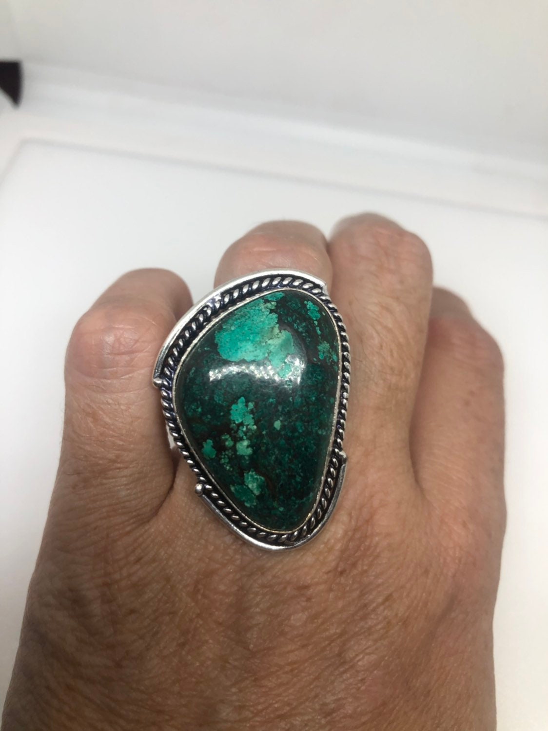 Vintage Green Genuine Turquoise Ring