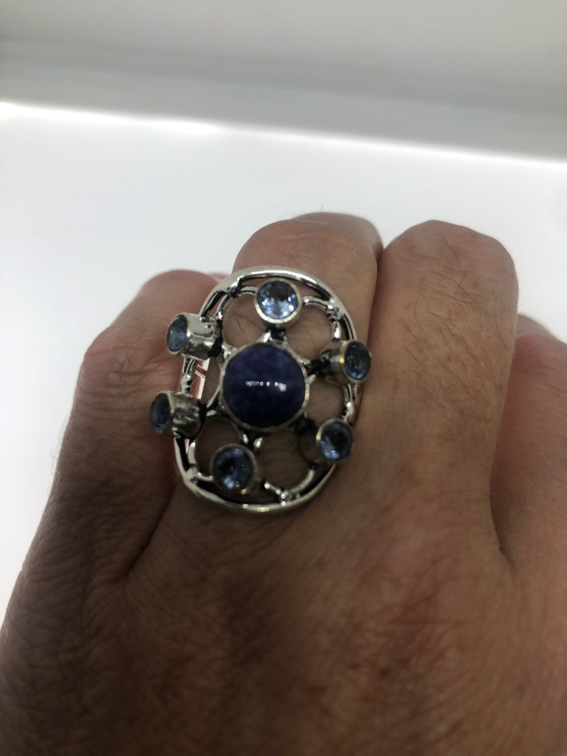 Vintage Blue Genuine Lapis Lazuli Iolite Ring