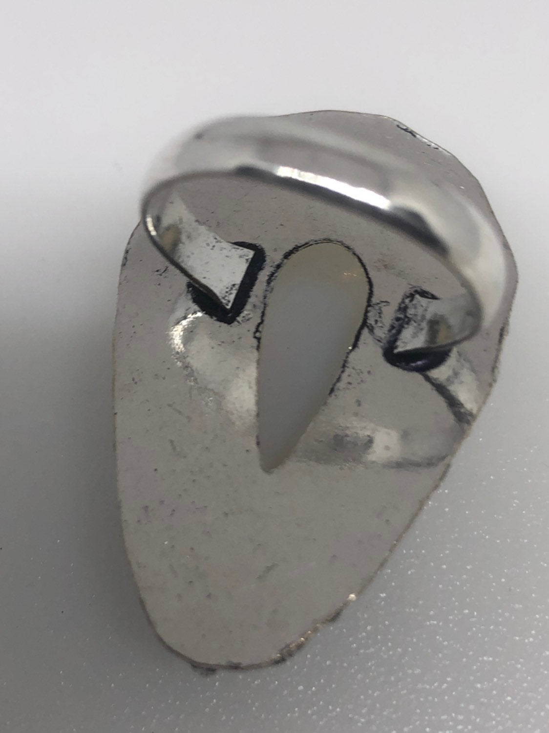 Vintage Blue White Opal Art Glass Ring Statement