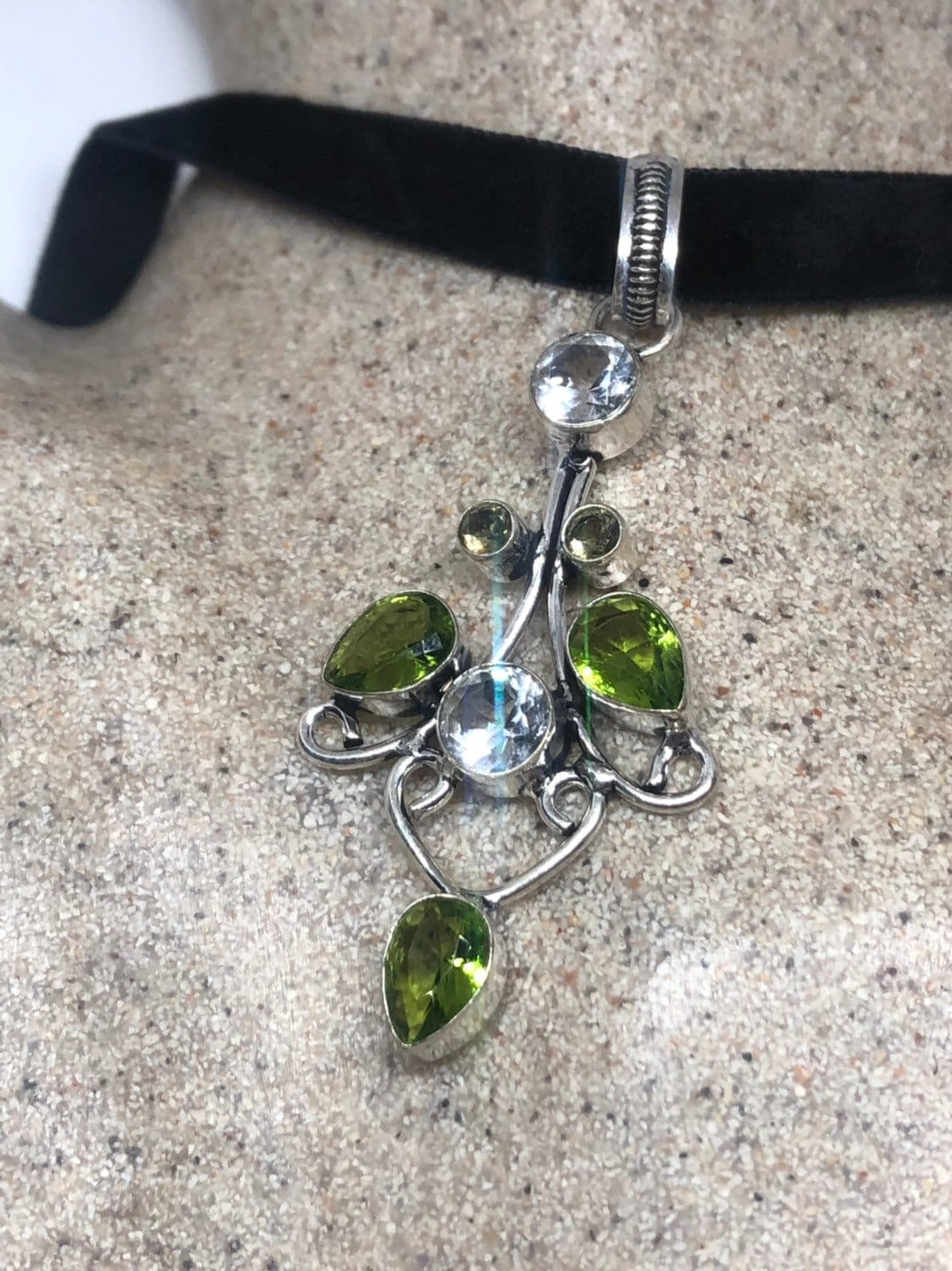 Vintage Silver Green Peridot Pendant