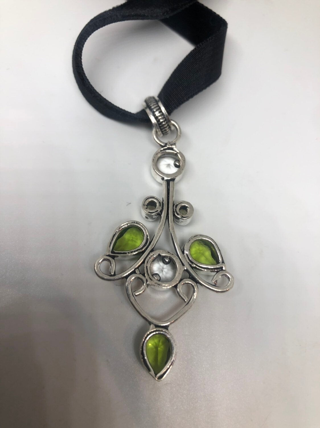 Vintage Silver Green Peridot Pendant