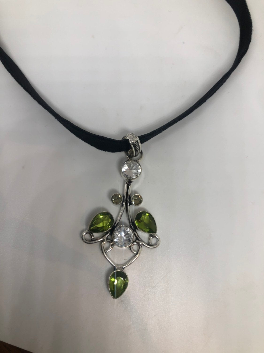 Vintage Silver Green Peridot Pendant