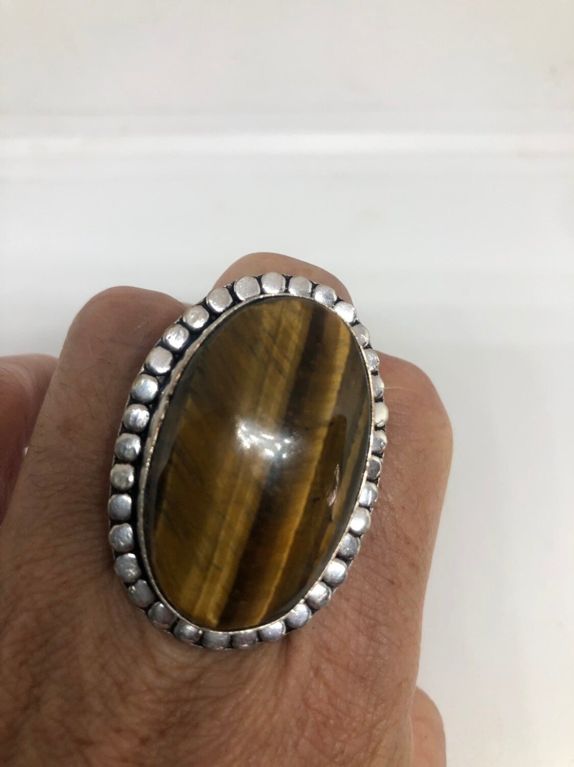 Vintage Tigers Eye Stone Silver Ring