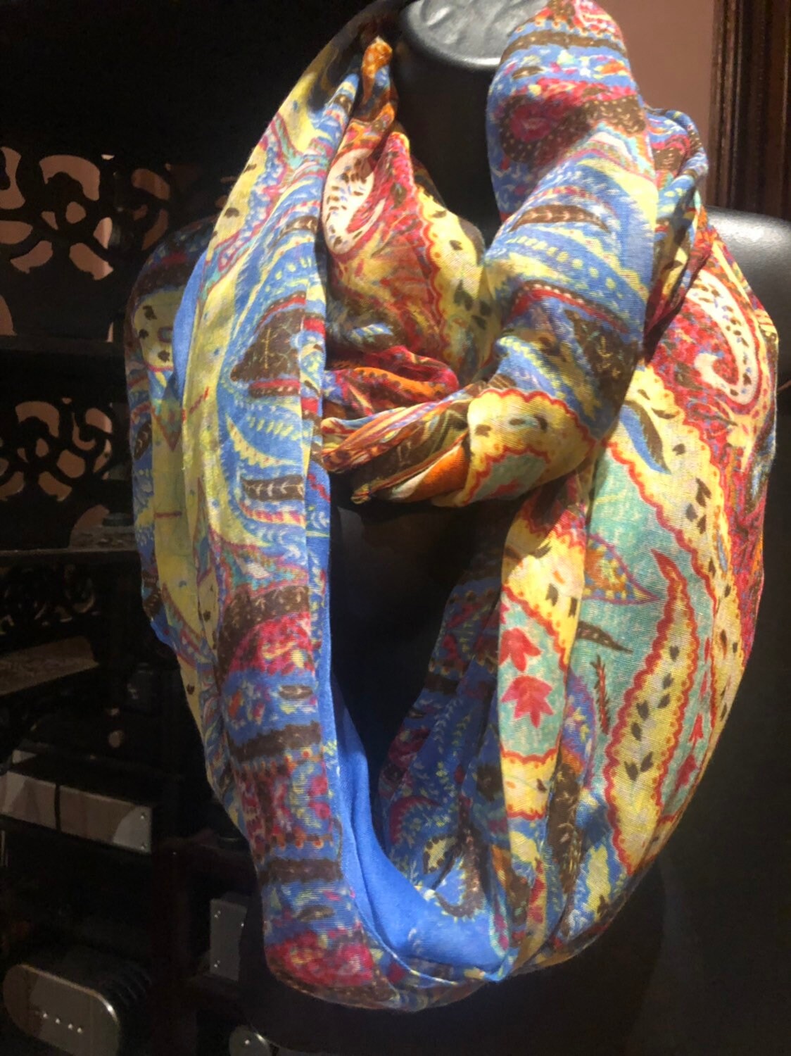 Antique Vintage Styled Print Infinity Scarf Shawl