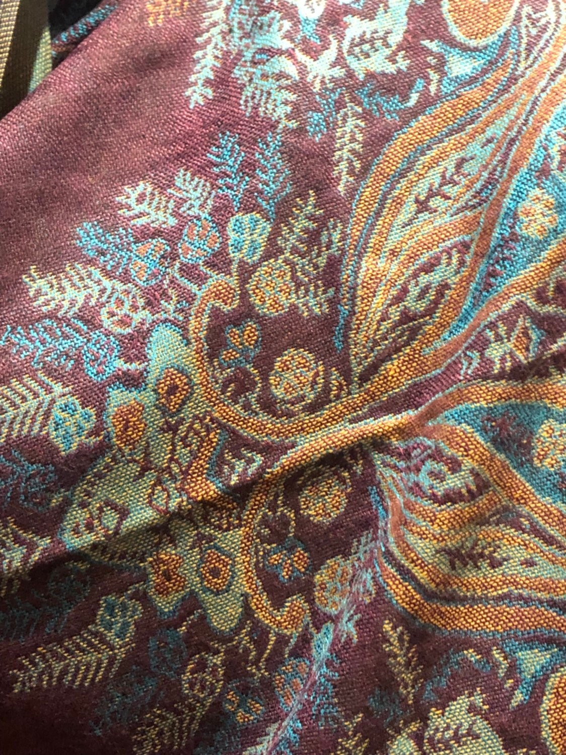 Purple Vintage Paisley Brocade Pashmina Scarf Wrap