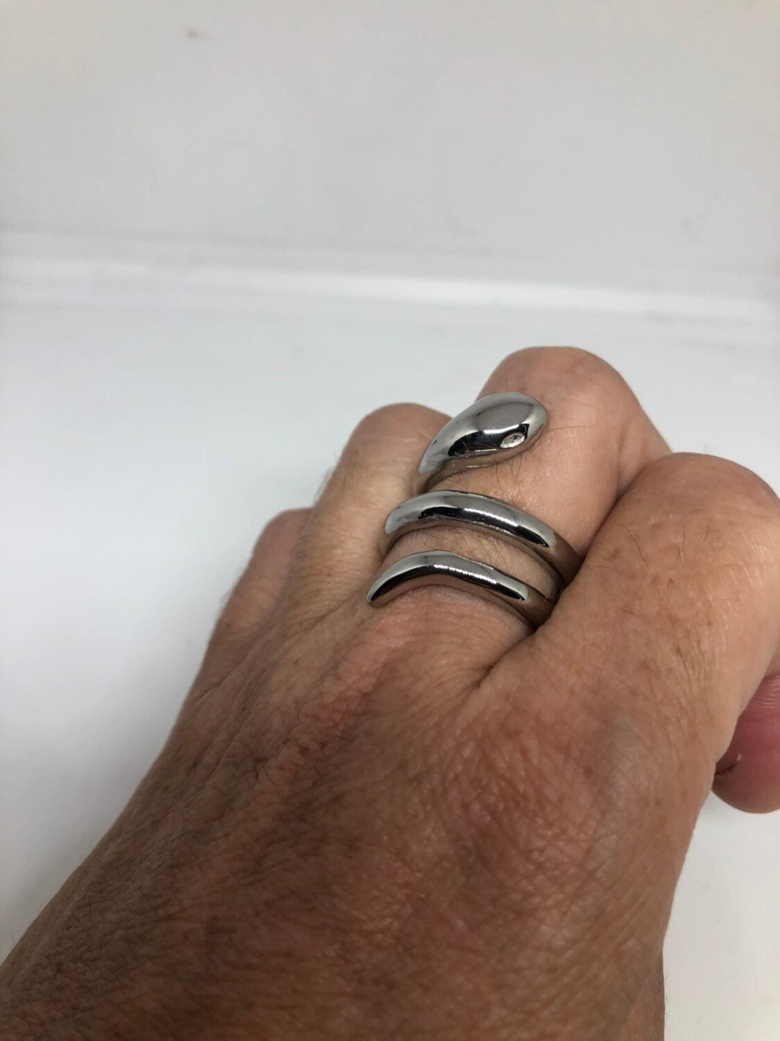 Vintage Stainless Steel Adustable Snake Ring