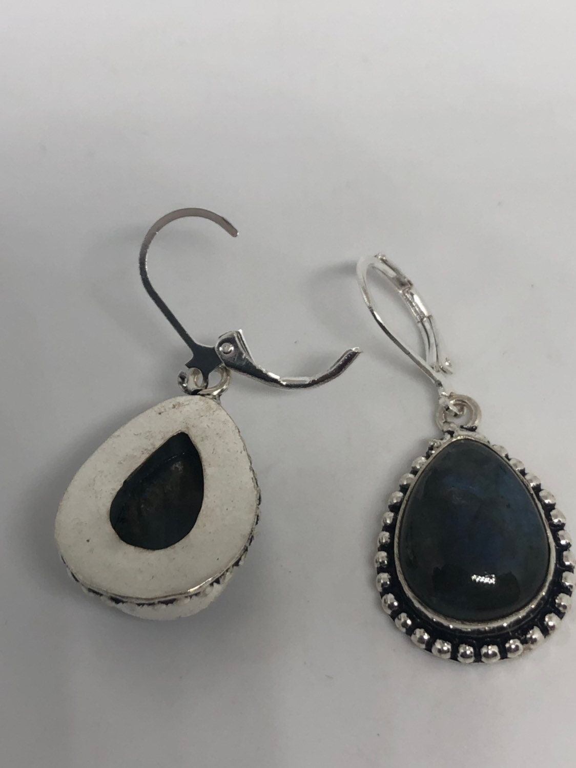 Vintage Labradorite Silver Dangle Earrings