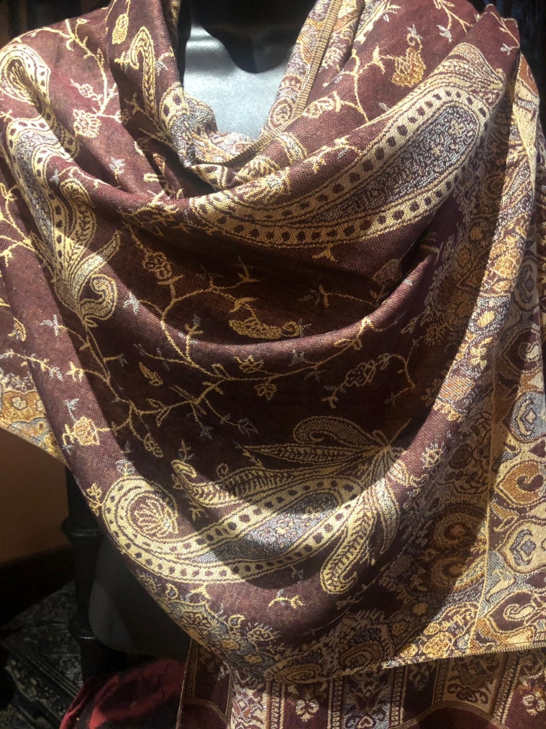 Vintage Paisley Brocade Pashmina Scarf Wrap Shawl