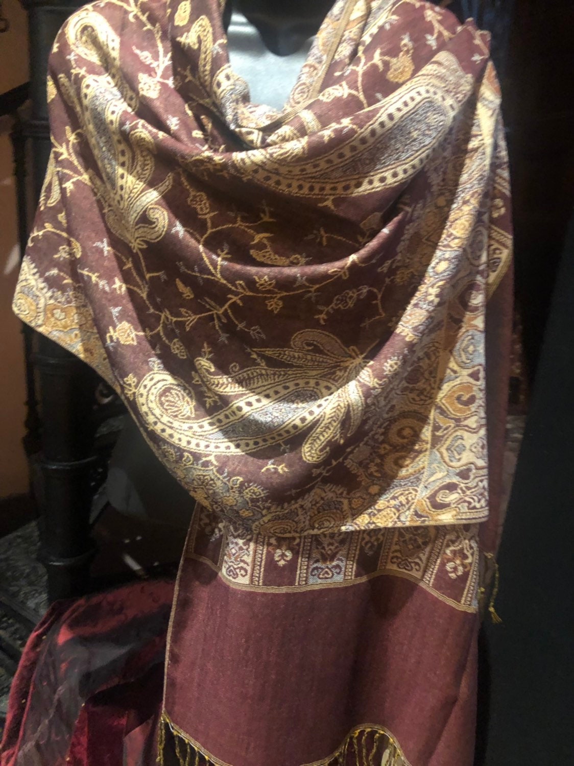 Vintage Paisley Brocade Pashmina Scarf Wrap Shawl