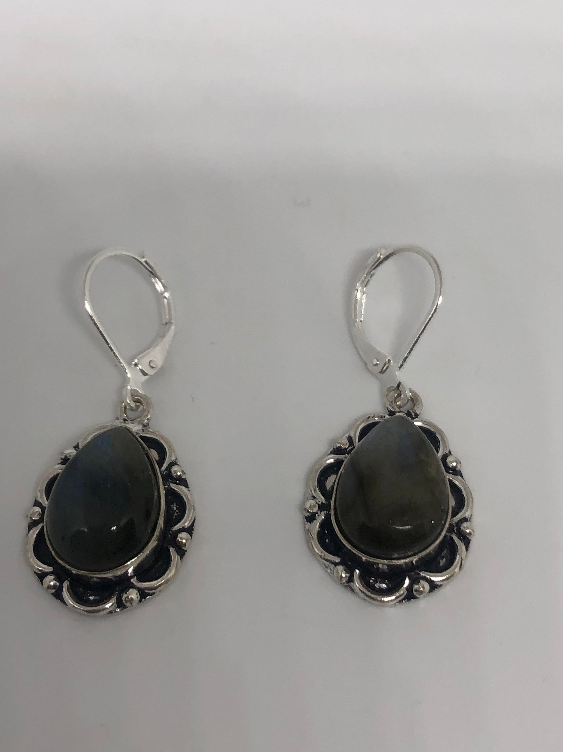 Vintage Labradorite Silver Dangle Earrings