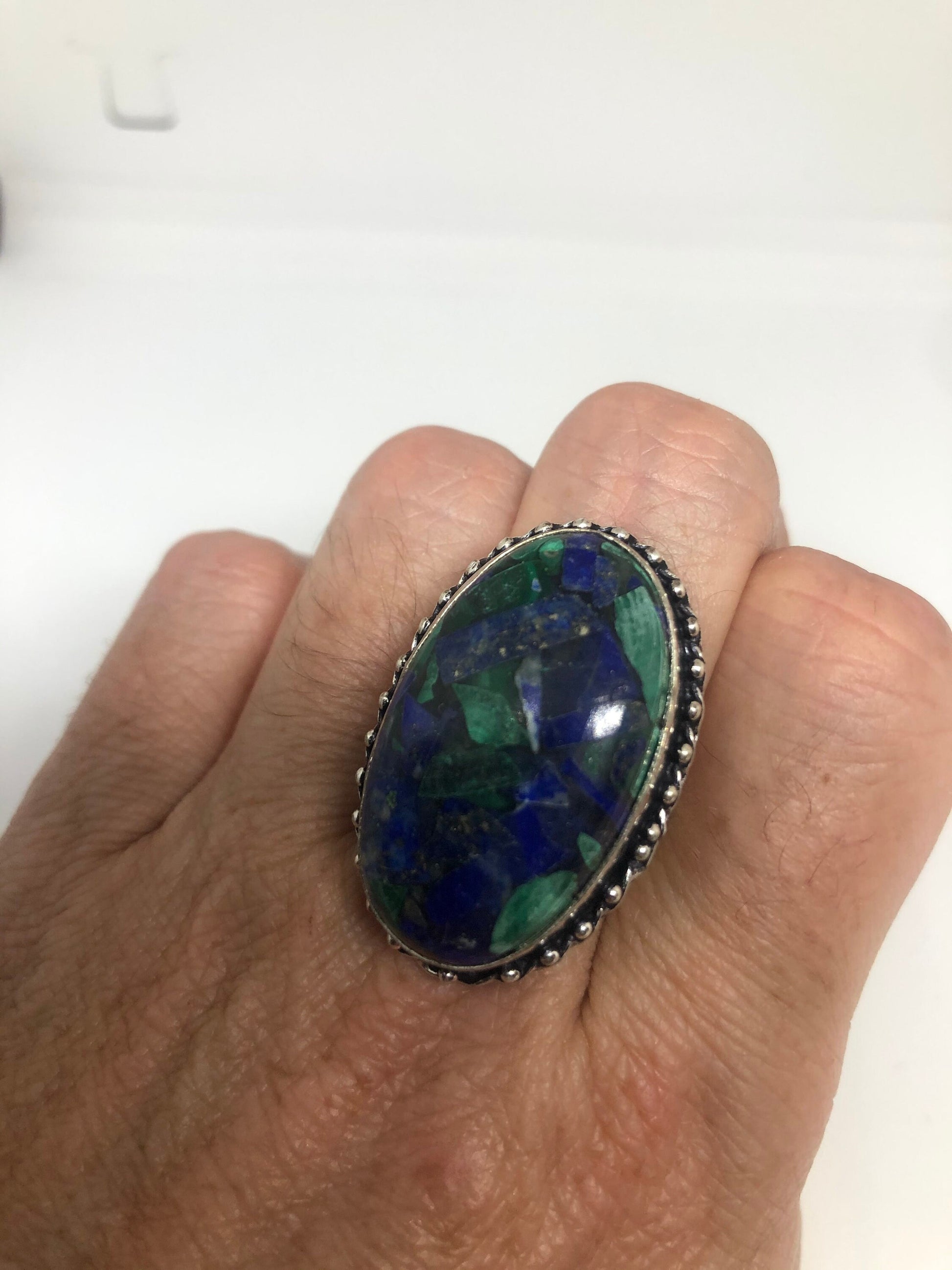 Vintage malachite Azurite Ring Size 8.5