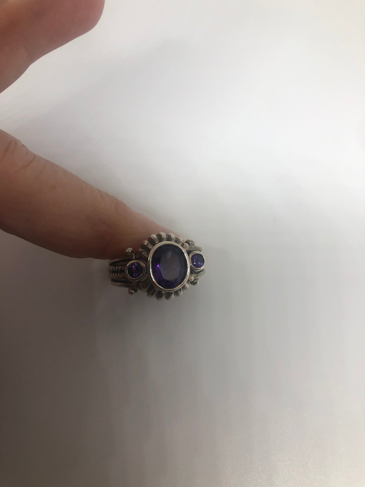 Vintage Purple Amethyst Ring 925 Sterling Silver Size 7