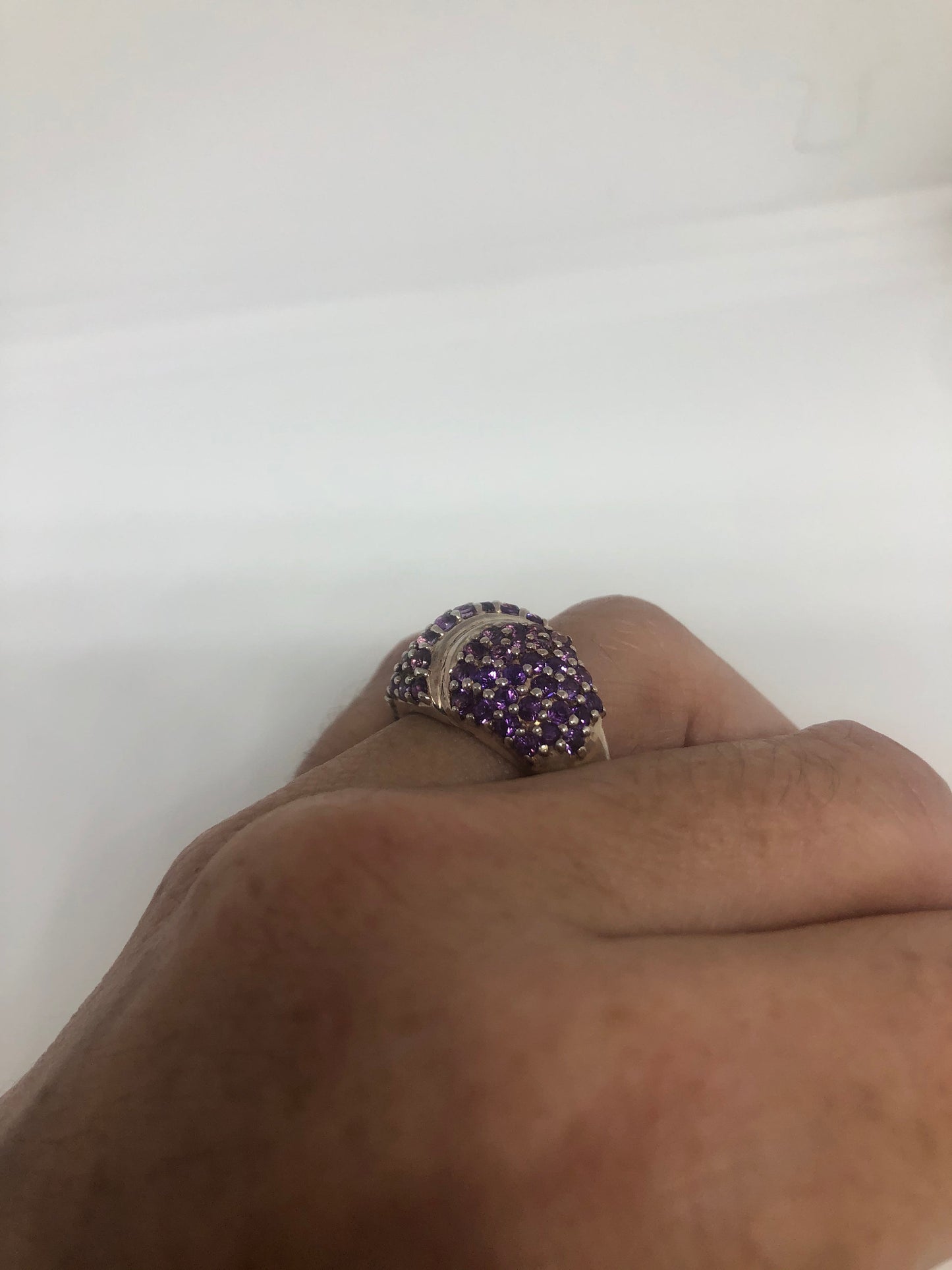 Vintage Purple Amethyst Ring 925 Sterling Silver Gothic Size 8