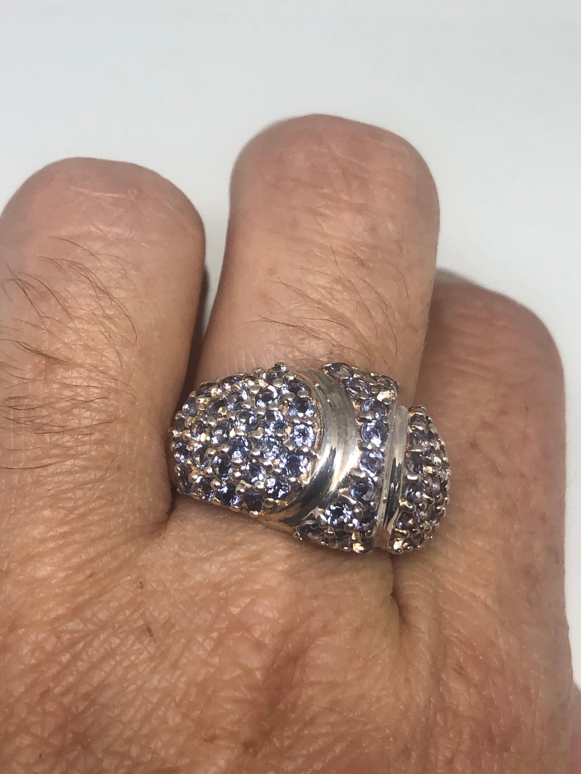 Vintage Blue Tanzanite Ring 925 Sterling Silver Size 8