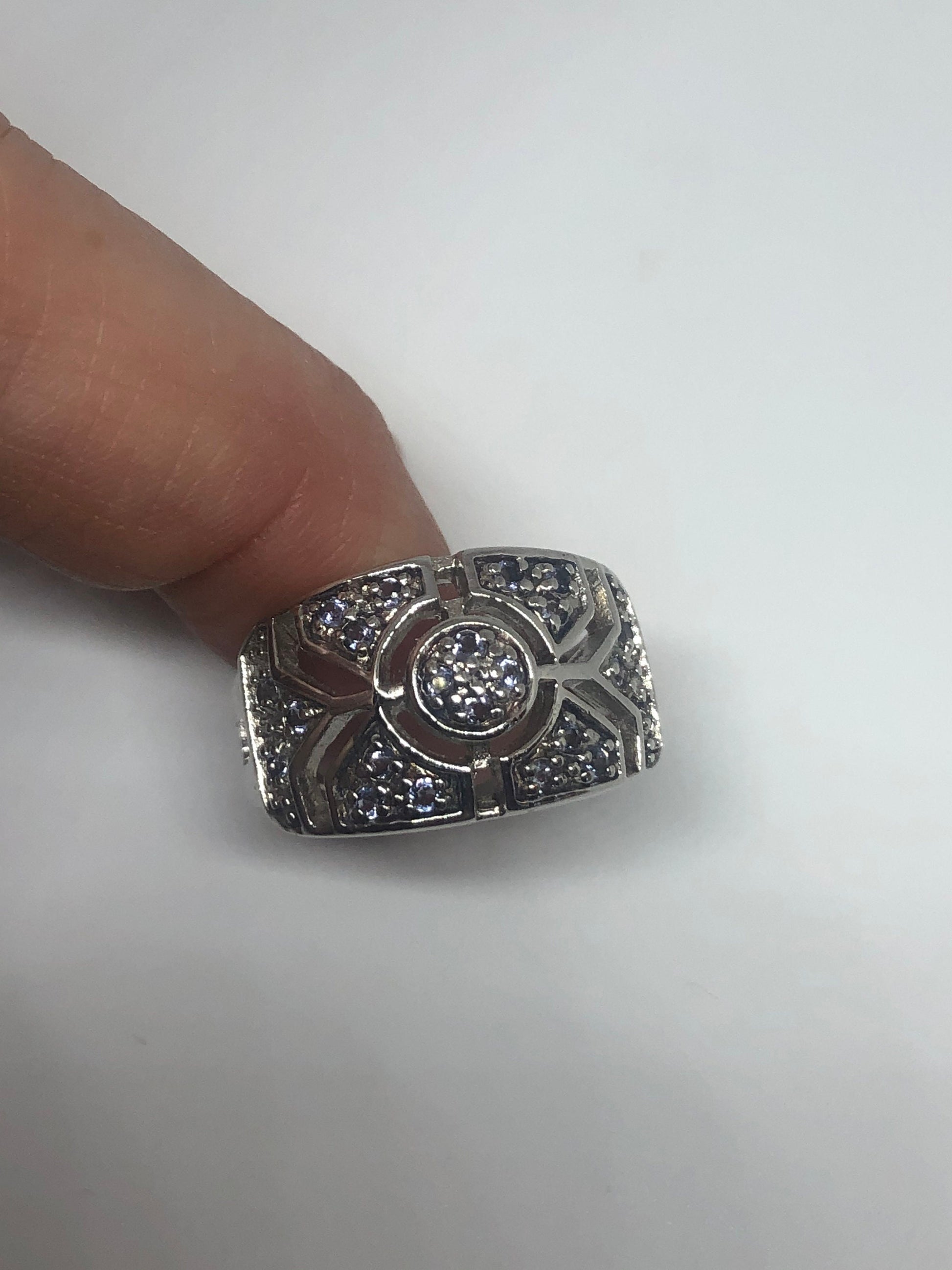 Vintage Blue Tanzanite Ring 925 Sterling Silver Size 7