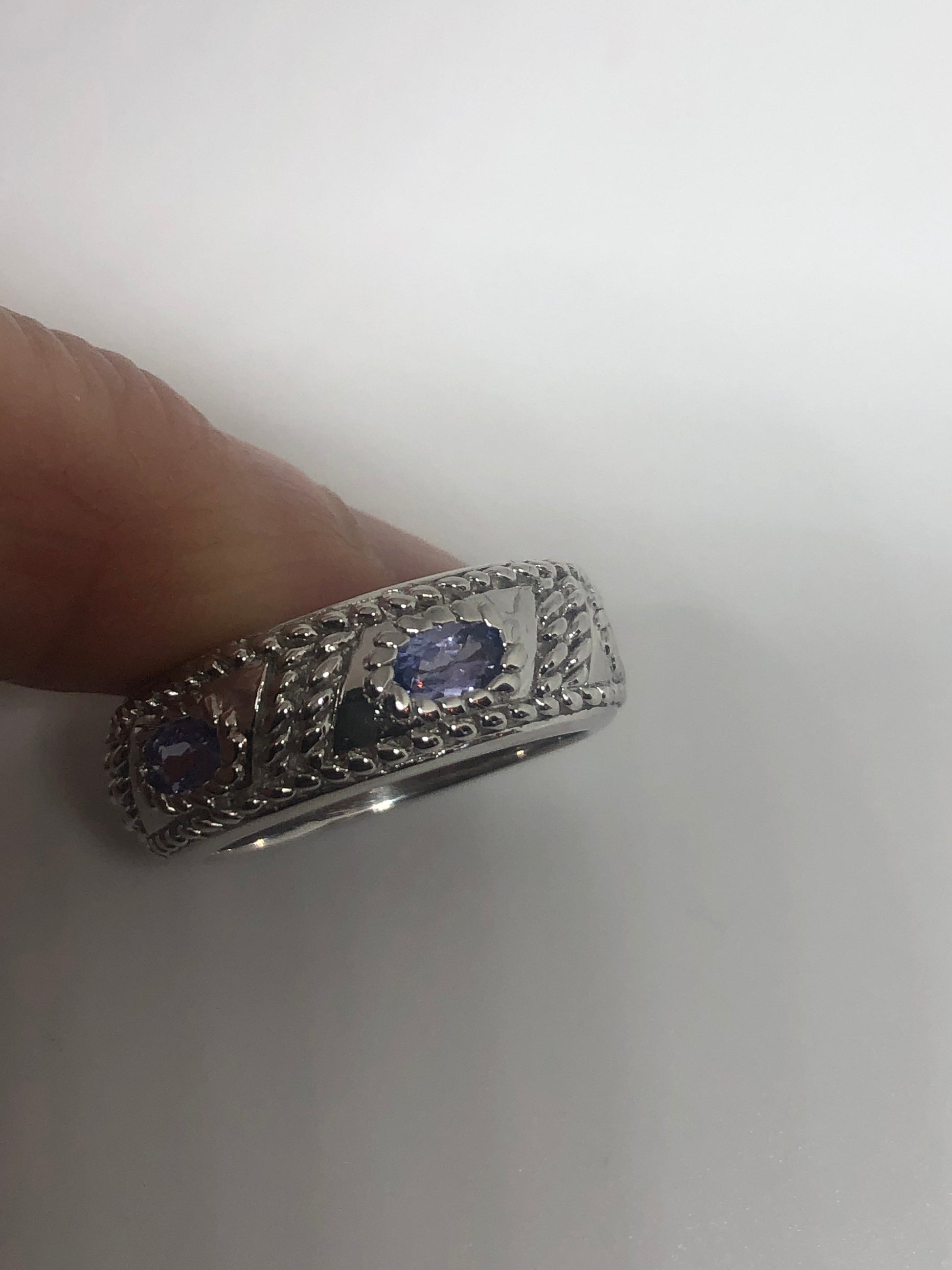 Vintage Blue Tanzanite Ring 925 Sterling Silver Size 7