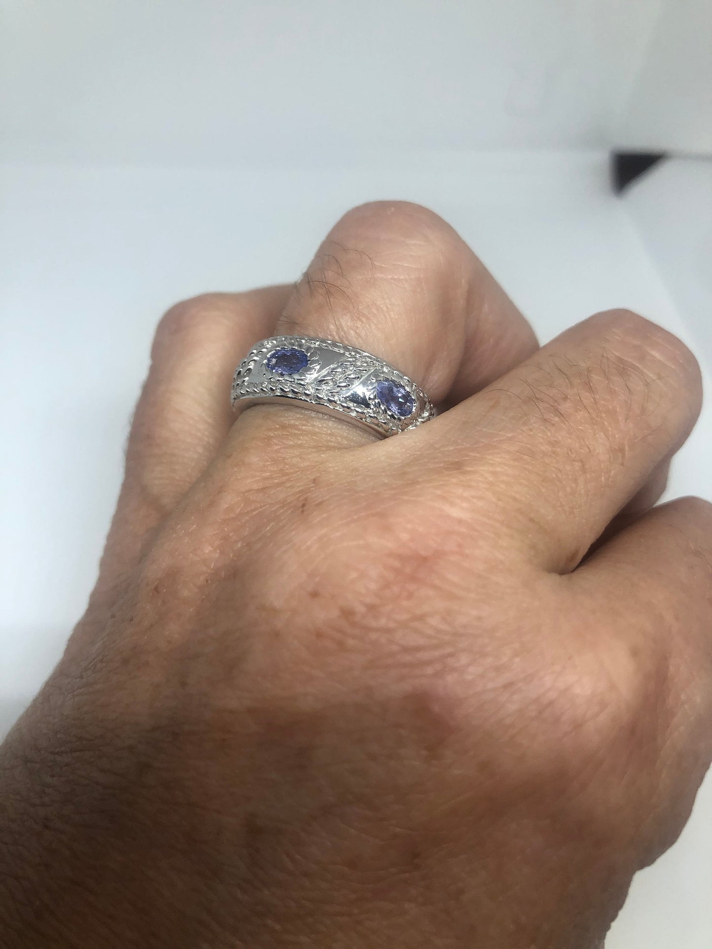 Vintage Blue Tanzanite Ring 925 Sterling Silver Size 7