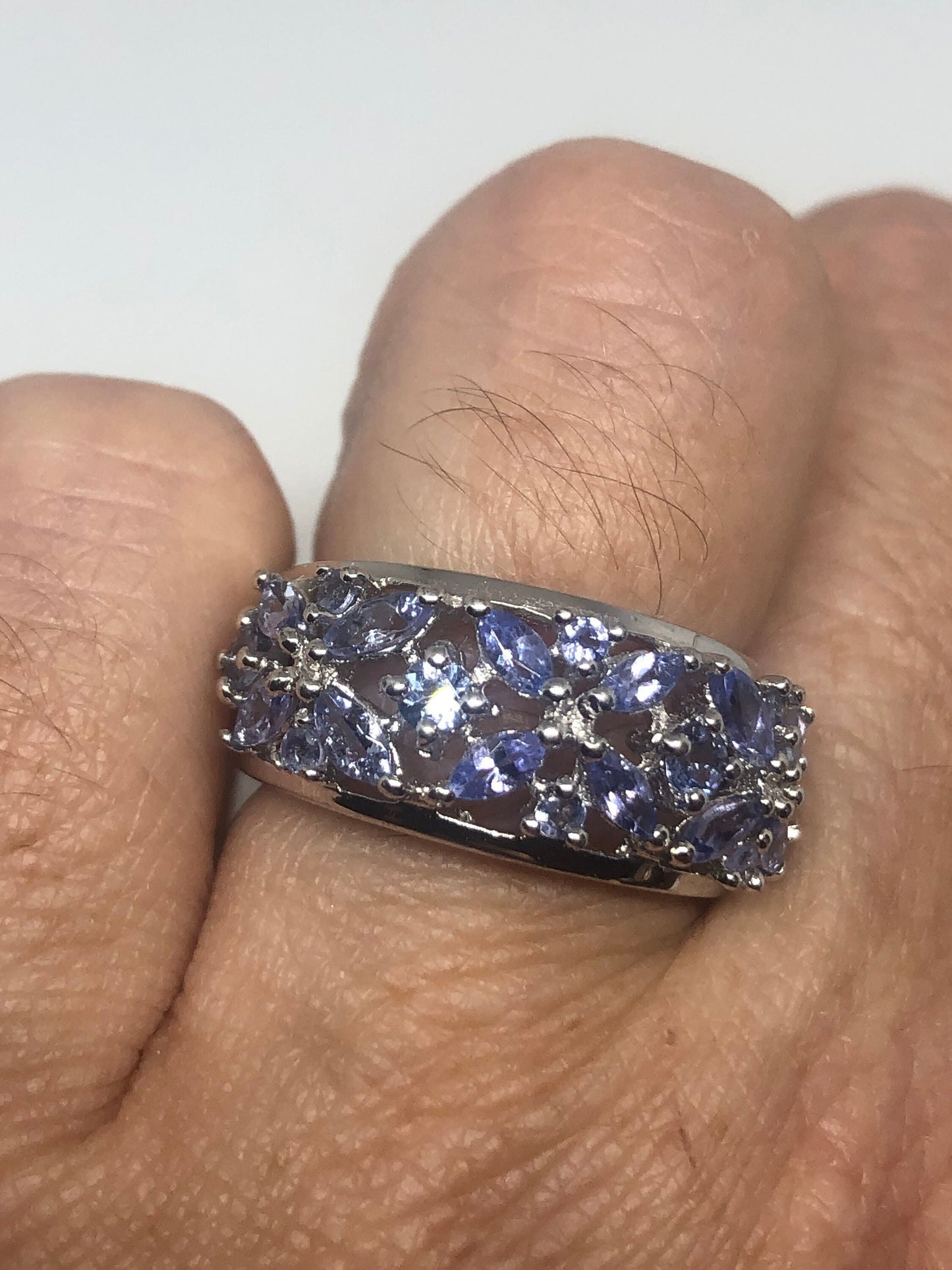 Vintage Blue Tanzanite Ring 925 Sterling Silver Size 6